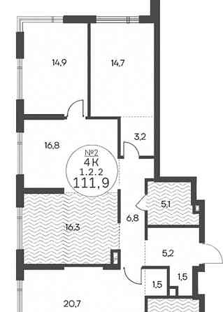 4-комн. квартира, 111.9 м2, 2/14 эт. Москва
