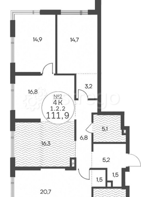4-комн. квартира, 111.9 м2, 2/14 эт. Москва - изображение 1