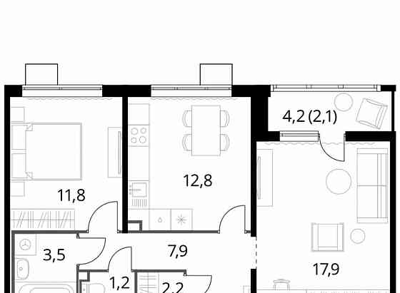 2-комн. квартира, 59.5 м2, 15/24 эт. Люберцы