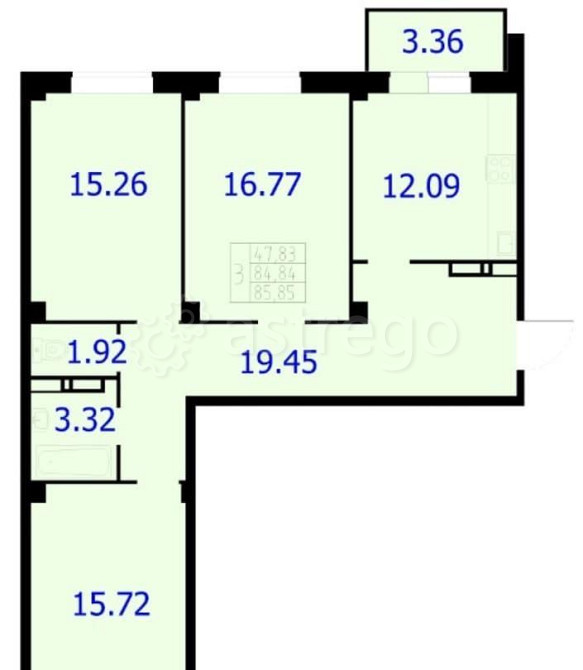3-комн. квартира, 85.54 м2, 3/9 эт. Красноярск - изображение 1