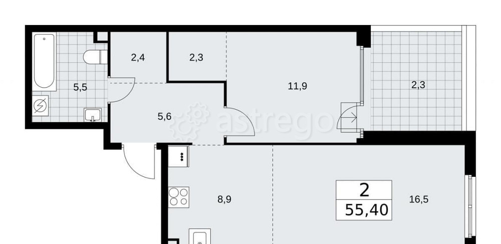 Студия, 55.4 м2, 2/16 эт. Москва - изображение 1