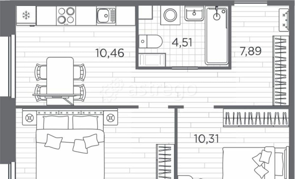 2-комн. квартира, 47.5 м2, 5/5 эт. Санкт-Петербург - изображение 1