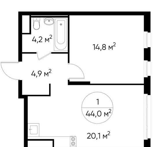 1-комн. квартира, 44 м2, 4/17 эт. Москва