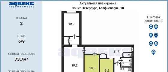 Комната, 20.1 м2, 6/9 эт. Санкт-Петербург