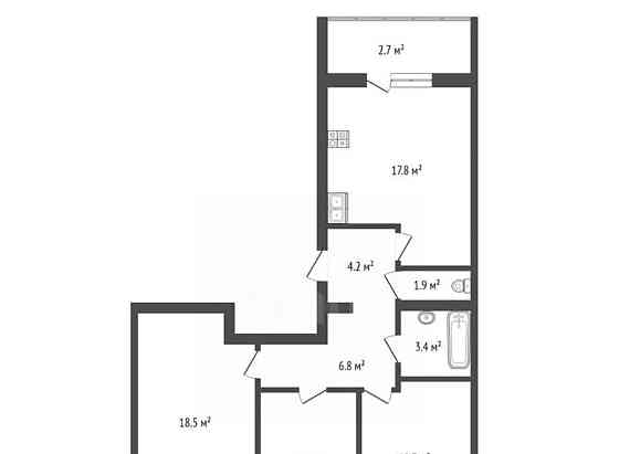 3-комн. квартира, 81.2 м2, 1/4 эт. Котлас