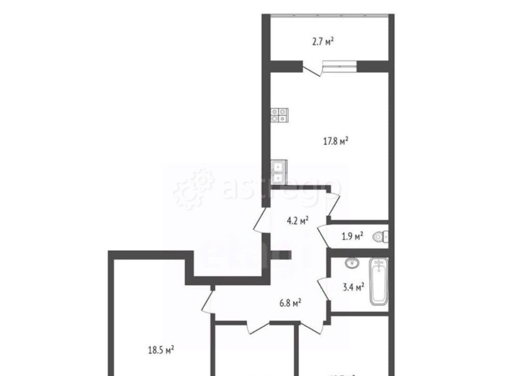 3-комн. квартира, 81.2 м2, 1/4 эт. Котлас - изображение 6