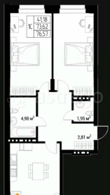 Студия, 73.86 м2, 6/9 эт. Горно-Алтайск - изображение 1