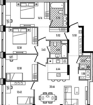 4-комн. квартира, 118.49 м2, 31/33 эт. Москва