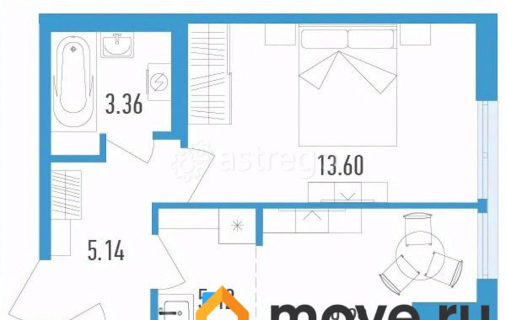 2-комн. квартира, 39.02 м2, 2/12 эт. Санкт-Петербург - изображение 1