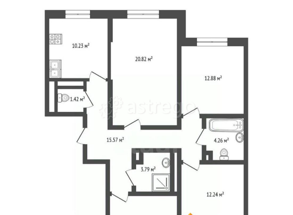 4-комн. квартира, 98.16 м2, 11/14 эт. Москва - изображение 3