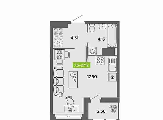 Студия, 27.12 м2, 7/16 эт. Архангельск