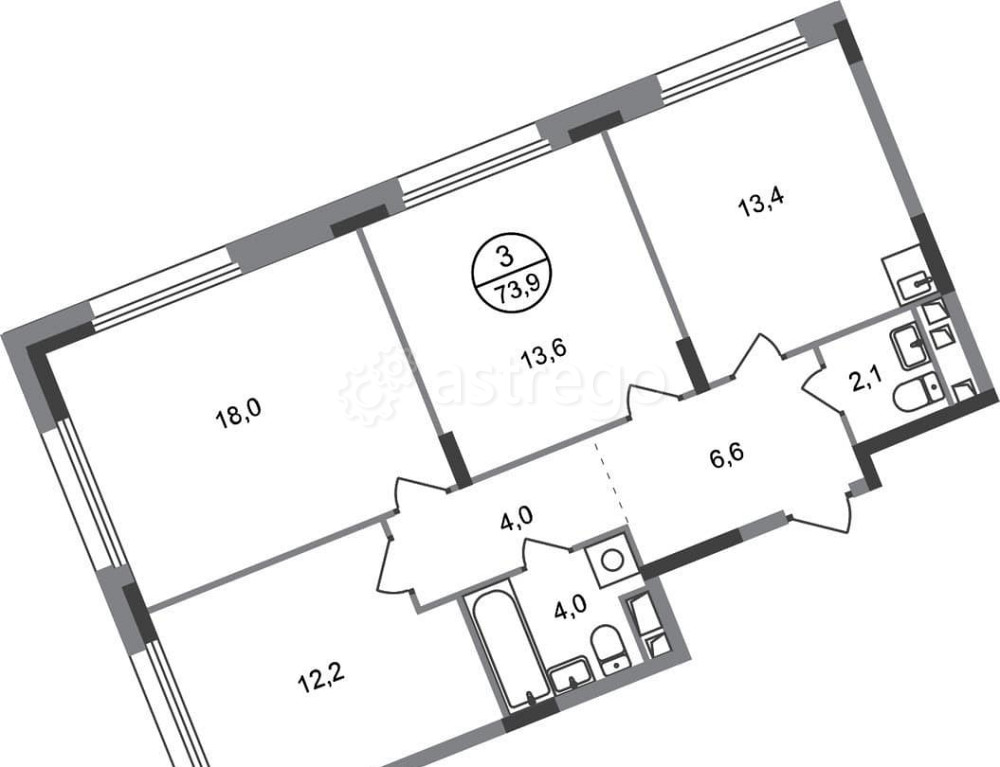 3-комн. квартира, 73 м2, 4/17 эт. Москва - изображение 1