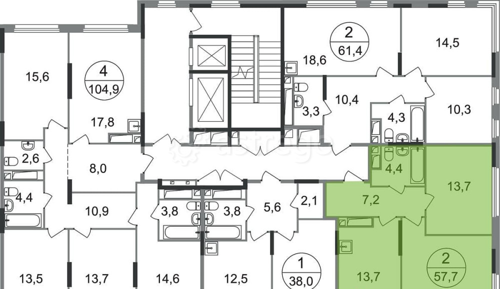 2-комн. квартира, 57 м2, 14/17 эт. Москва - изображение 10