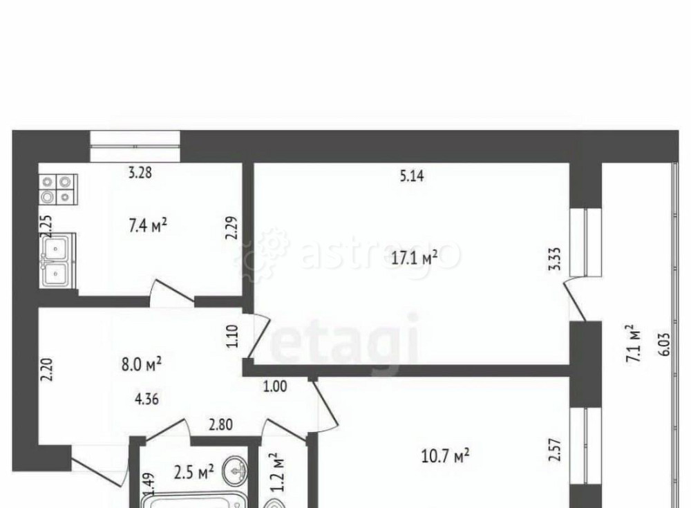 2-комн. квартира, 46.9 м2, 1/5 эт. Стерлитамак - изображение 7
