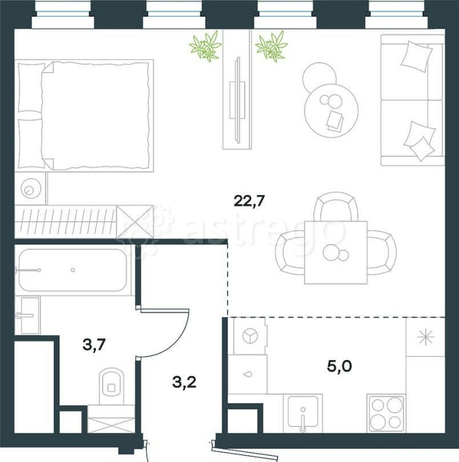 1-комн. квартира, 34.6 м2, 39/40 эт. Москва - изображение 2