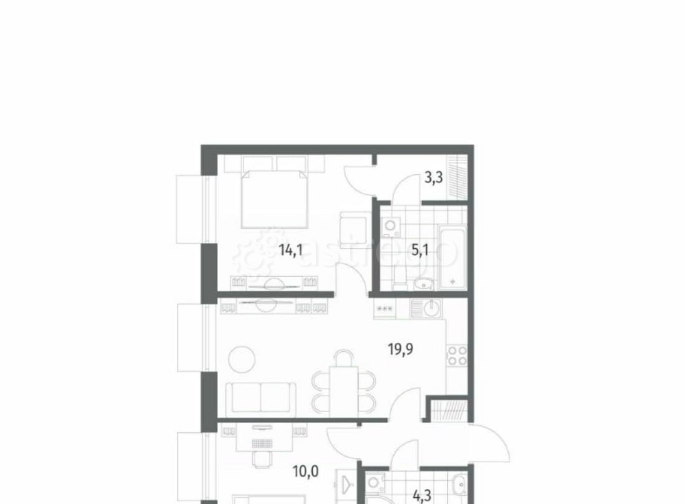 2-комн. квартира, 60.4 м2, 2/12 эт. Санкт-Петербург - изображение 5
