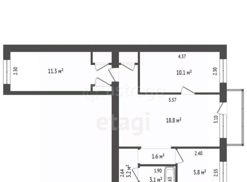 3-комн. квартира, 56.7 м2, 2/4 эт. Котлас - изображение 6