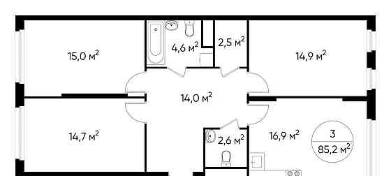 3-комн. квартира, 85 м2, 6/17 эт. Москва