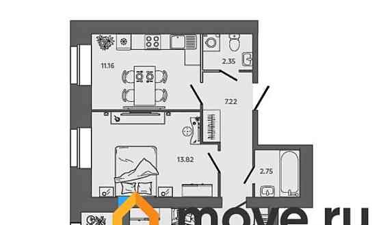 2-комн. квартира, 54.29 м2, 5/9 эт. Северодвинск