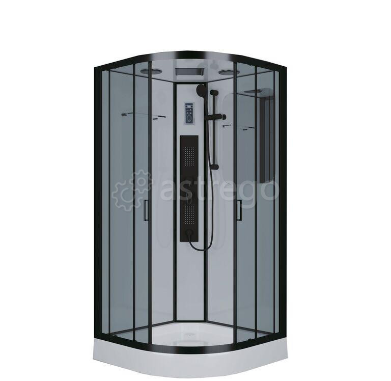 Душевая кабина NG- 6901-01G BLACK 900х900х2100 низкий поддон 16 см стекло ТОНИРОВАННОЕ 4 места Niaga Москва - изображение 1