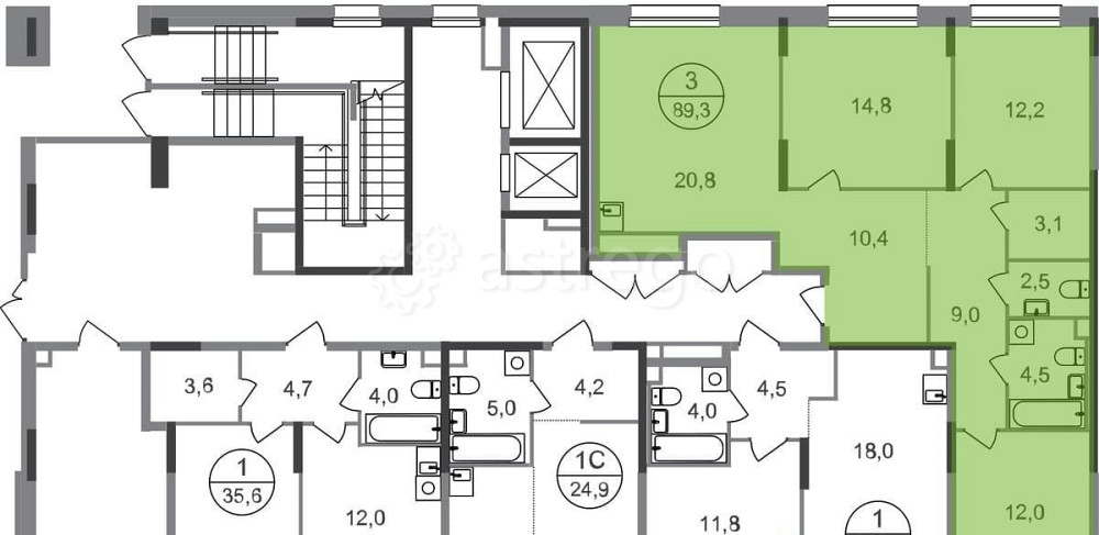 3-комн. квартира, 89 м2, 1/17 эт. Москва - изображение 7