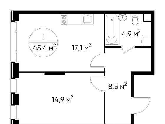 1-комн. квартира, 45 м2, 2/17 эт. Москва
