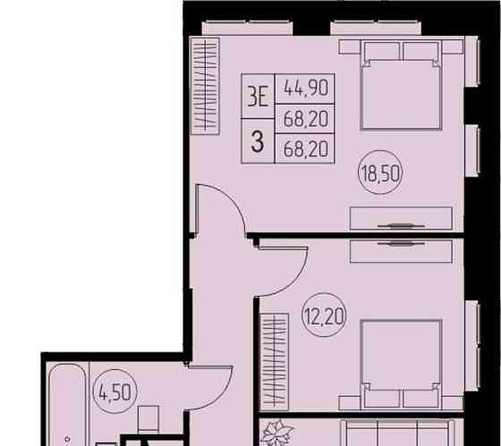 3-комн. квартира, 68.2 м2, 17/23 эт. Пушкино