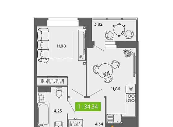 1-комн. квартира, 34.34 м2, 9/9 эт. Северодвинск