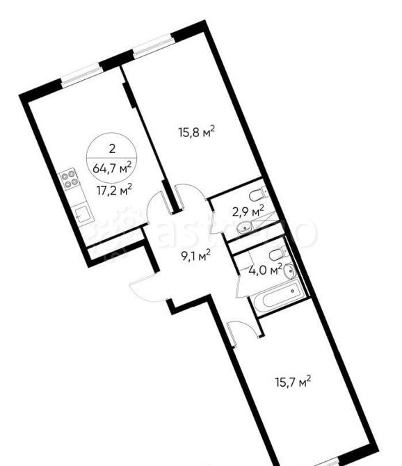 2-комн. квартира, 64 м2, 14/17 эт. Москва - изображение 1