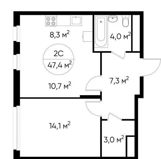 2-комн. квартира, 47 м2, 6/17 эт. Москва