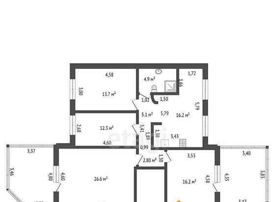 4-комн. квартира, 95.2 м2, 1/15 эт. Благовещенск