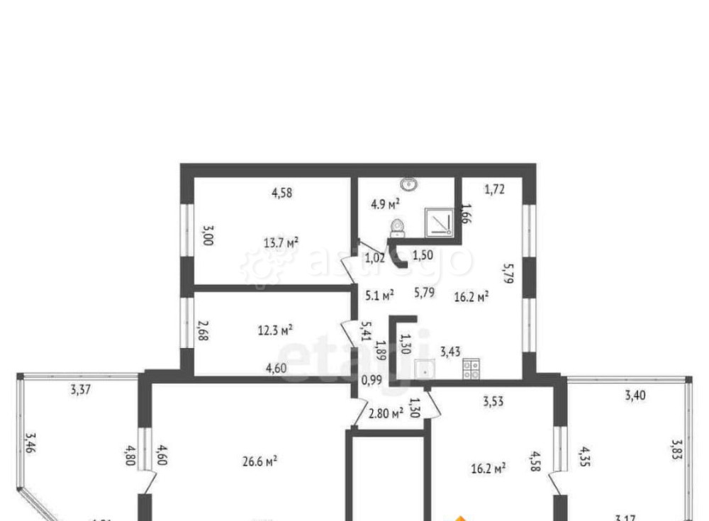 4-комн. квартира, 95.2 м2, 1/15 эт. Благовещенск - изображение 4