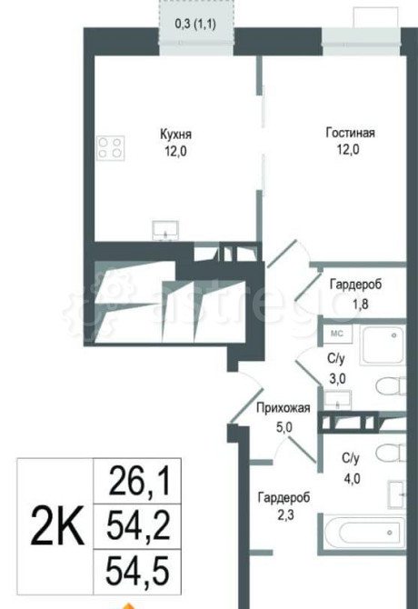 2-комн. квартира, 54.2 м2, 3/8 эт. Королев - изображение 1