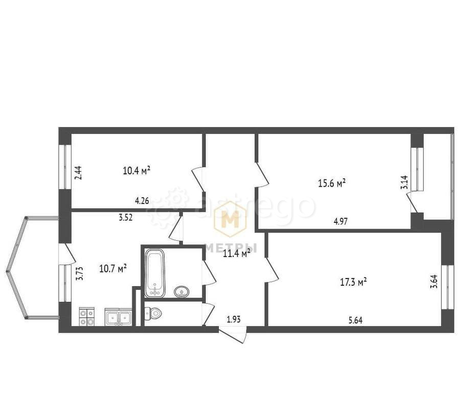 3-комн. квартира, 72 м2, 1/5 эт. Дубовое - изображение 8