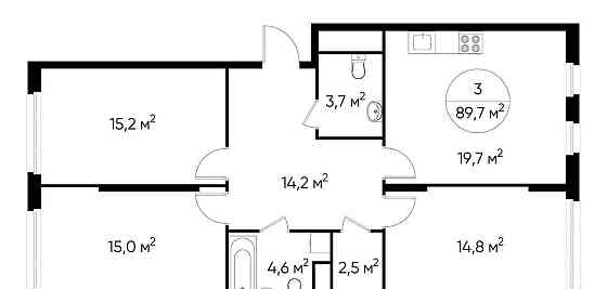 3-комн. квартира, 89 м2, 10/17 эт. Москва