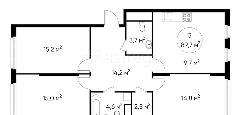 3-комн. квартира, 89 м2, 10/17 эт. Москва - изображение 1