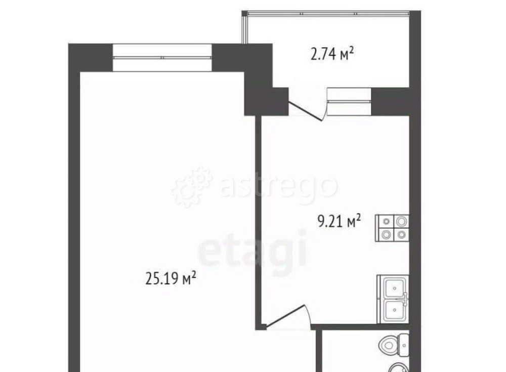 Студия, 40.1 м2, 1/3 эт. Архангельск - изображение 5