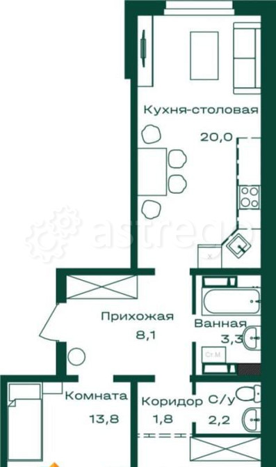 2-комн. квартира, 65.5 м2, 4/8 эт. Майма - изображение 1