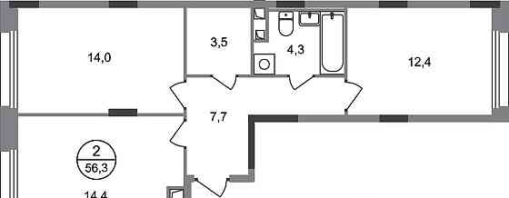 2-комн. квартира, 56 м2, 6/17 эт. Москва