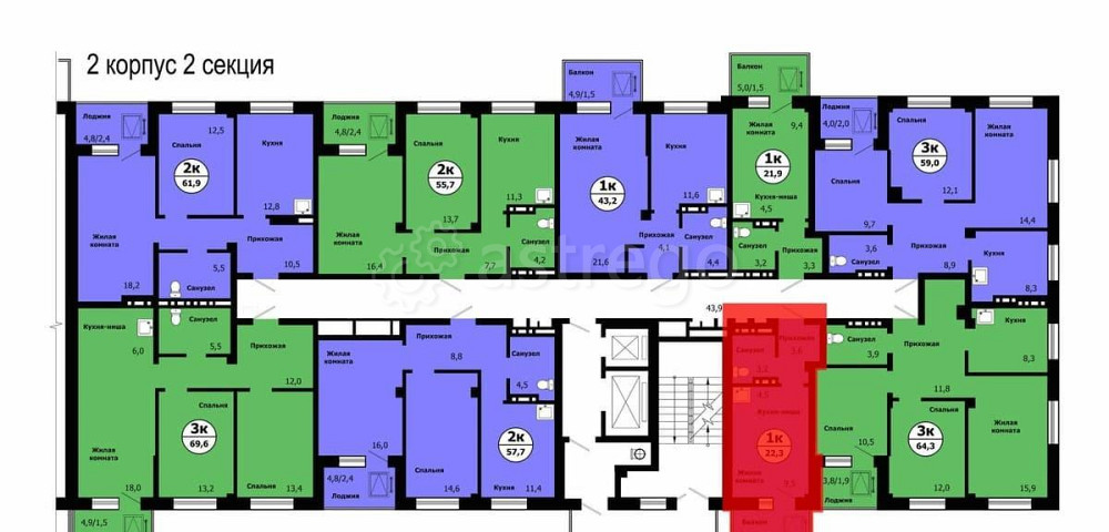 1-комн. квартира, 22.3 м2, 3/19 эт. Красноярск - изображение 4