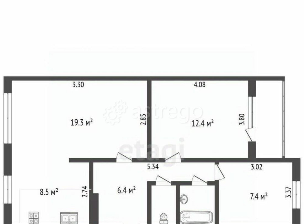 3-комн. квартира, 58.9 м2, 1/5 эт. Котлас - изображение 4