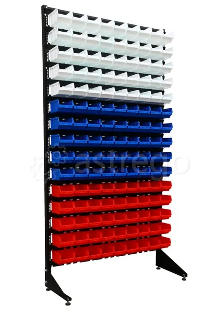 Складской стеллаж с пластиковыми ящиками под запчасти, крепеж, метизы, электронику Новосибирск - изображение 1