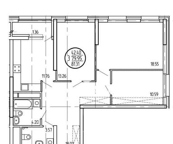 3-комн. квартира, 81.3 м2, 23/25 эт. Уфа