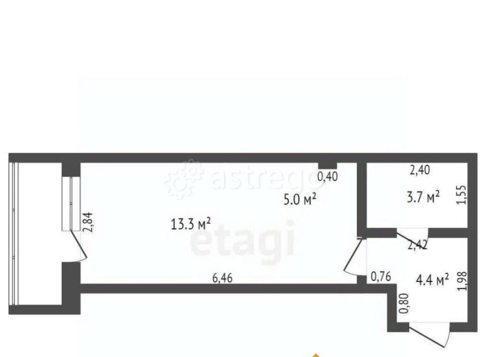 Студия, 38.5 м2, 8/9 эт. Бийск - изображение 3