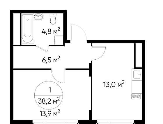 1-комн. квартира, 38 м2, 5/17 эт. Москва