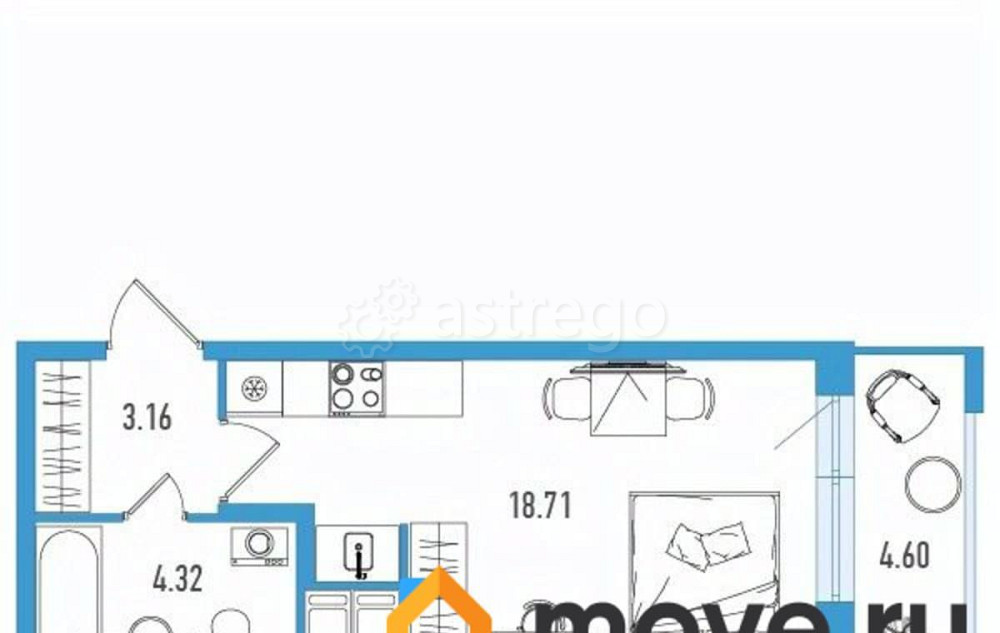 Студия, 27.57 м2, 12/18 эт. Санкт-Петербург - изображение 1
