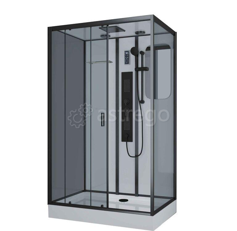 Душевая кабина NG- 6912-01GQL BLACK 1200х800х2100 низкий поддон16 см стекло ТОНИРОВАННОЕ5 мест Niaga Москва - изображение 1