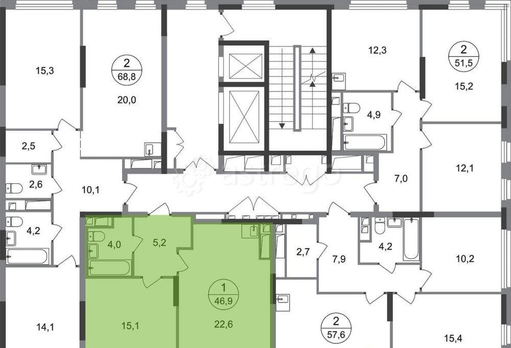 1-комн. квартира, 46 м2, 11/17 эт. Москва - изображение 3