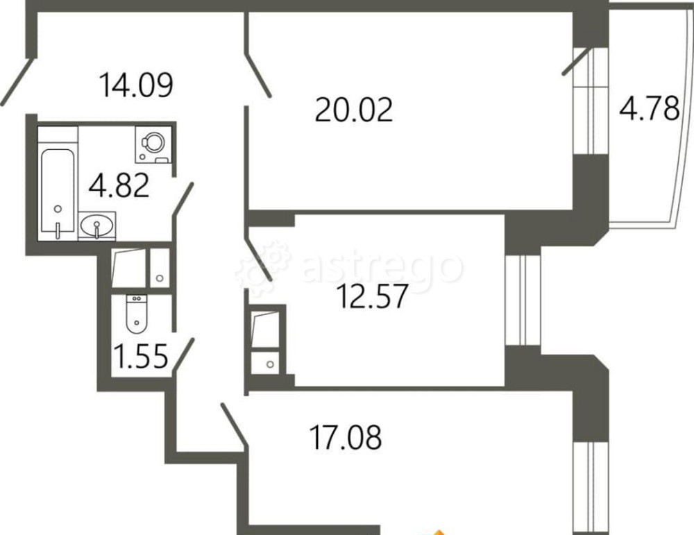 2-комн. квартира, 72.82 м2, 3/17 эт. Подольск - изображение 1