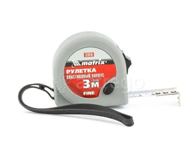 Рулетка Fine, 3 м х 16 мм, Пластиковый корпус Matrix Новосибирск - изображение 1